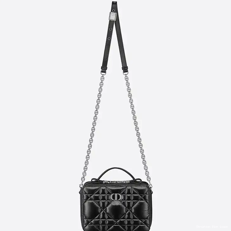 Cheap Dior Black Calfskin Chain Bag Caro Cannage with Box 0514 Luxury